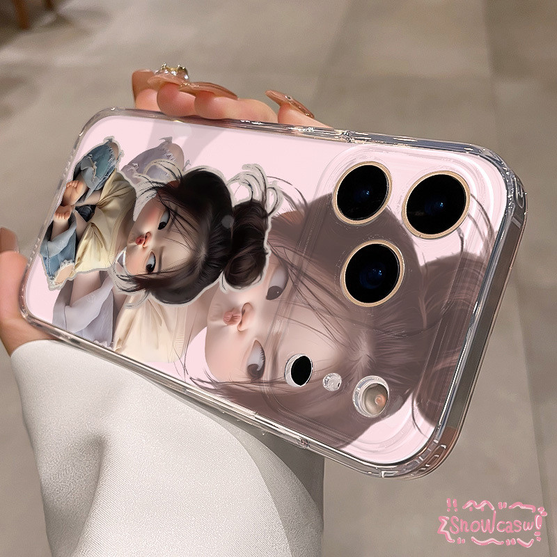 เคส Oppo A17 A16 A18 A7 A55 A38 A15 A54 A76 A54s A3s A53 A58 A16K A9 A57 A16E A17K Reno 10 สาวมุ่ยขี้เล่น ปกอ่อนโปร่งใส - รูปที่ 4