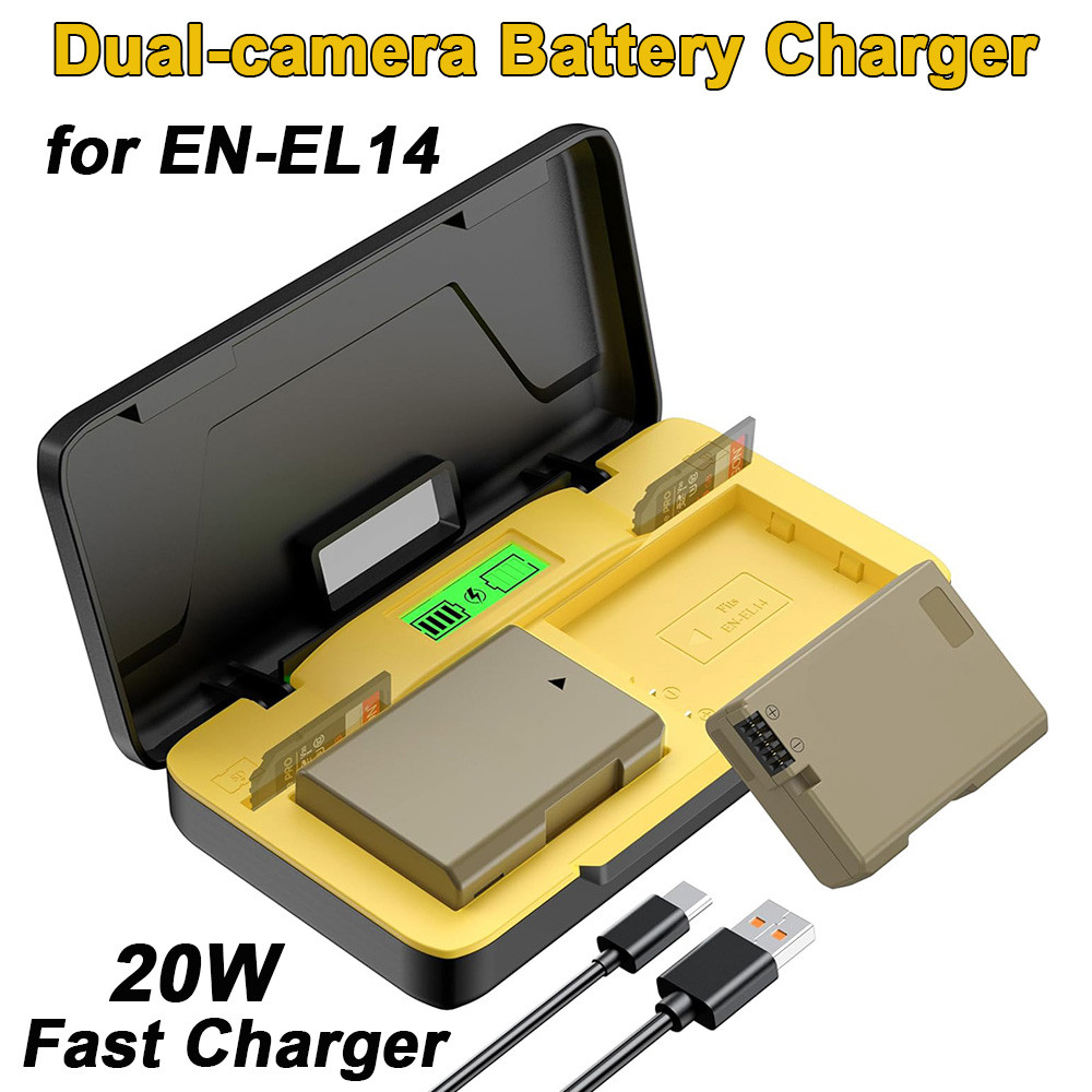 EN-EL14 Battery charger, compatible with Nikon cameras‌ D3100, D3200, D3300, D3400