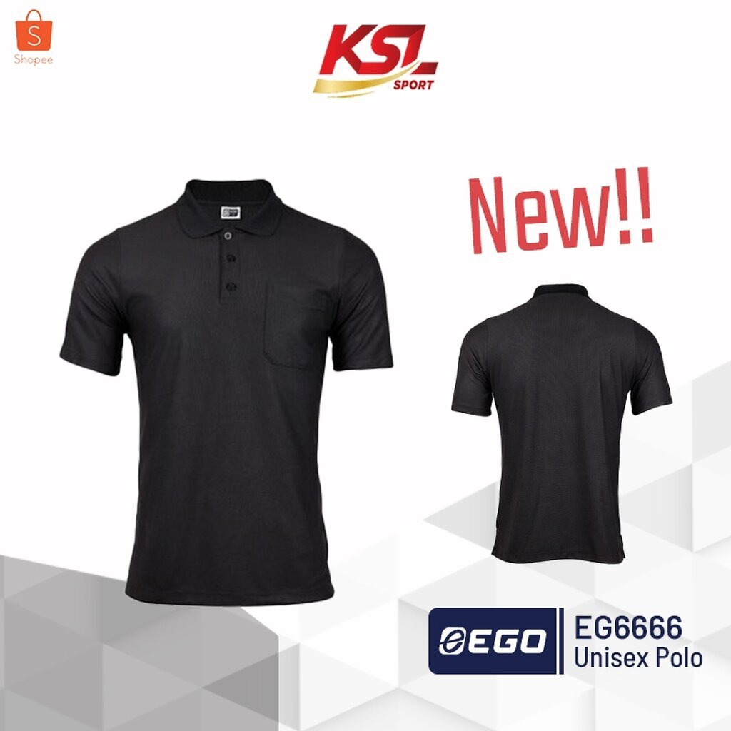 Ego Sport เสื้อโปโล เสื้อคอปก อีโก้ สปอร์ต มีกระเป๋าอก ปกทอ ระบายอากาศได้ดี รุ่น EG6666 สีดำ
