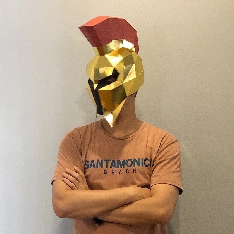 MO V2 lol Panson Spartacus กระดาษหมวก Creative Handmade diy หน้ากากการแสดงบนเวที Props cos lp146