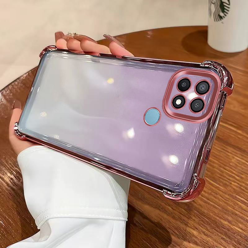 เคส OPPO a15 เคส OPPO a15s โทรศัพท์เคลือบด้วยไฟฟ้าป้องกันการตกสี่มุมสําหรับเคส OPPO a15 เคส OPPO a15