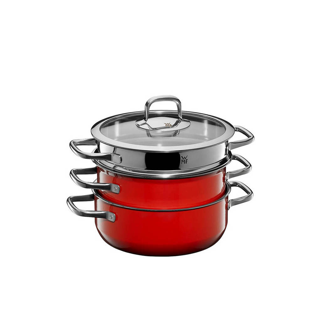 WMF - Pot Set Fusiontec 3 Pcs. Red # Kichen #Cookware #Cookware Sets