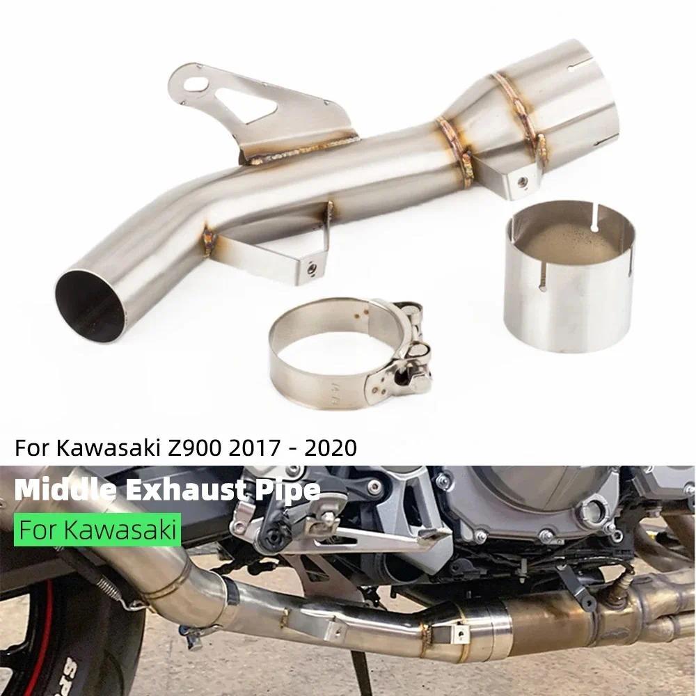 สำหรับ Kawasaki Z 900 Z900 Z900e 2017-2021 2020 รถจักรยานยนต์เหล็กกำจัดท่อไอเสียกลางลิงค์ท่อชุด