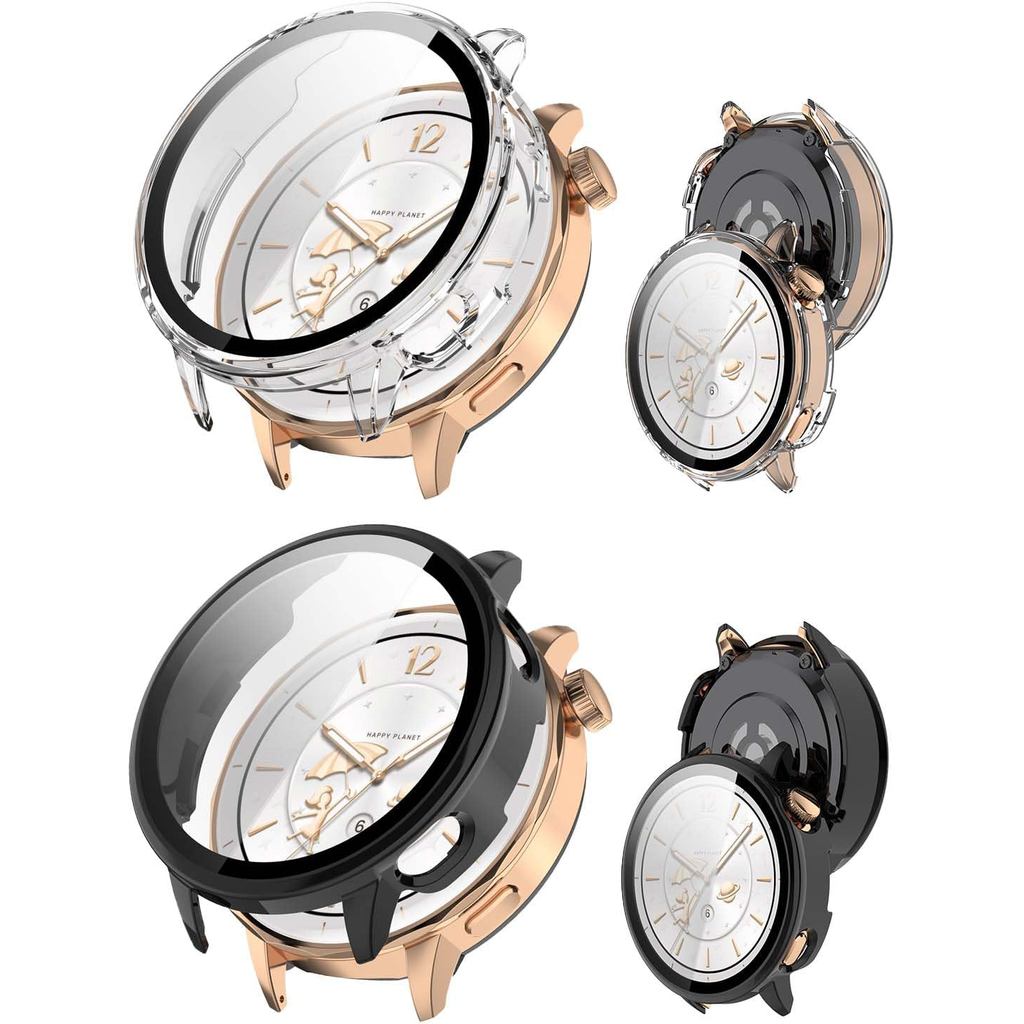 2 แพ็คสําหรับ OnePlus Watch 3 43 มม., ฝาครอบป้องกันนาฬิกาอัจฉริยะ,ฟิล์มกระจกนิรภัย 9H ในตัว,พีซีแข็ง