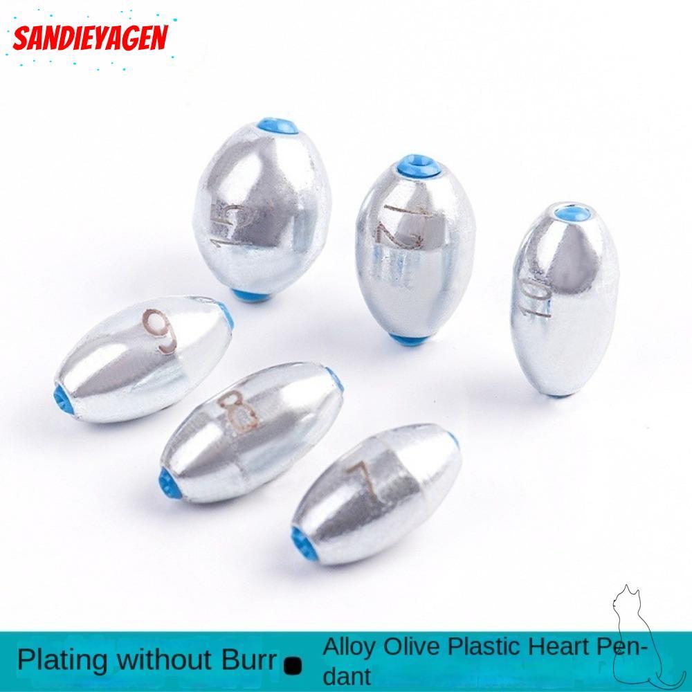 SANDIEYEAN Sinkers สำหรับตกปลา 20 ชิ้น ผลิตจากโลหะผสมเหล็กคาร์บอนและตะกั่ว พร้อมน้ำหนักต่างๆ 3g - 10g สไตล์ Slip Shot