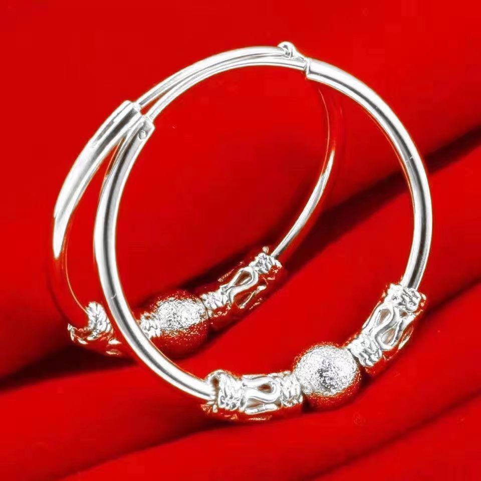 热商品 万纯银9999银门耳环款日发芽率转ต่างหูที่ละเอียดอ่อน简约运动耳 เงิน 9999 เงินสเตอร์ลิงต่างหูสําหรับ