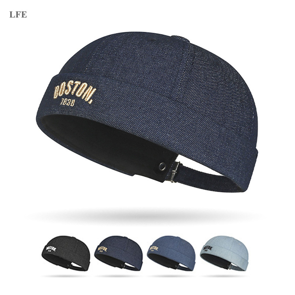 Unisex คาวบอย Beanies หมวก Letter Docker หมวก Brimless หมวกกะลาสีหมวก Docker Skull หมวก Streetwear D