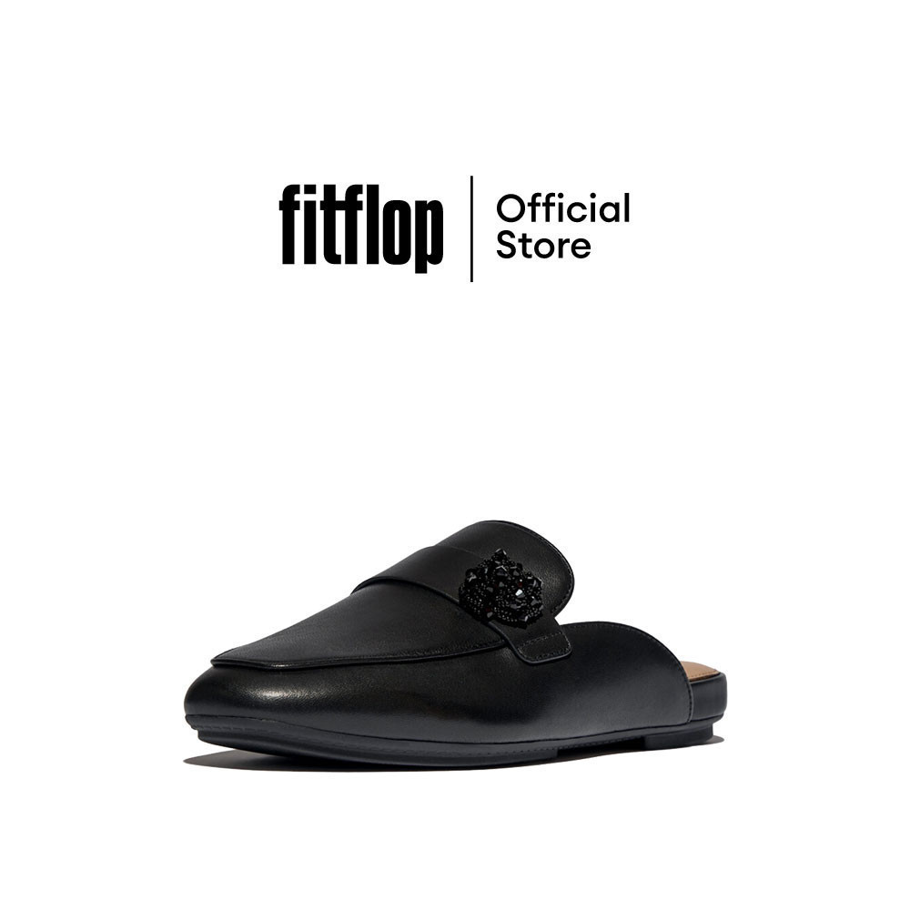 FITFLOP DELICATO BEADIE-BUTTON MULES รองเท้าแตะแบบสวมผู้หญิง รุ่น IT1-001 สี BLACK