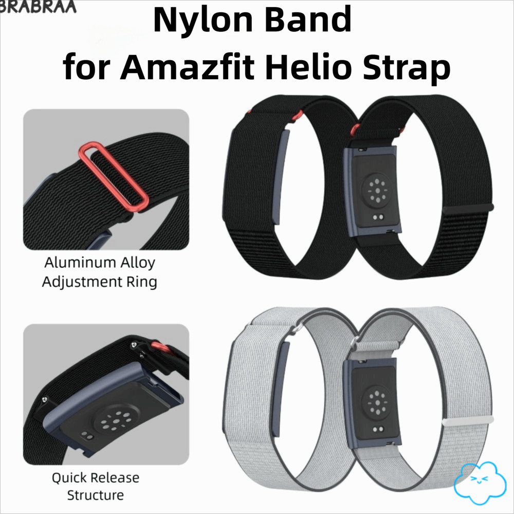 BRABRAA Fitness Tracker Strap, Breathable Nylon Sport Band Bicep Band,คุณภาพสูงออกแบบห่วงปรับได้สายรัดข้อมือสําหรับAmazfit Helio Strap