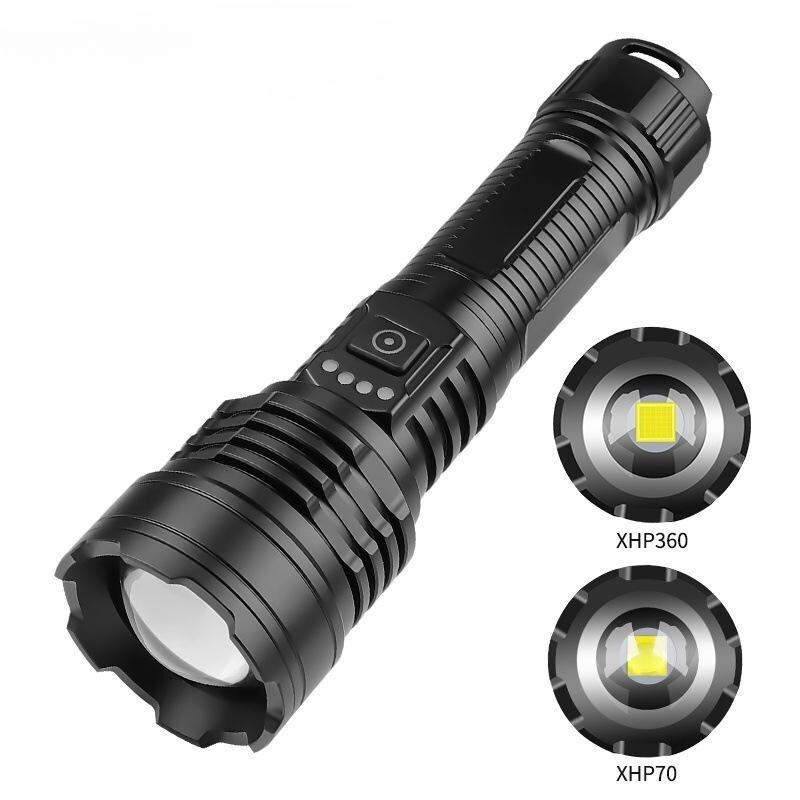 ไฟฉาย Tybec XHP360 กะพร้อมแบตเตอรี่ 26650 ความสว่างสูง ระยะทางไกล ระบบซูม และดิสเพลย์