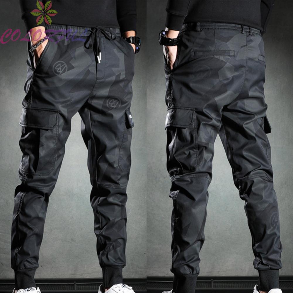 กางเกงบุรุษ Workwear Athletic Cargo สบาย Drawstring Joggers หลวม