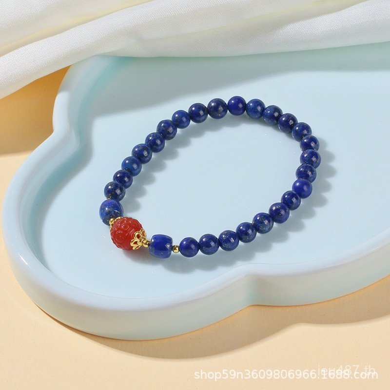 สร้อยข้อมือ DIY มุก Lapiz Lazuli สไตล์ธรรมชาติ เครื่องประดับสำหรับผู้หญิง