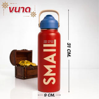 ขวดน้ำเก็บความเย็น SMAIL ขนาด1.2ลิตร ขวดน้ำสแตนเลส สีทูโทน กระบอกน้ำเก็บอุณหภูมิ 2 ชั้น มีหลอดดูด พกพาสดวกจับถนัดมือ