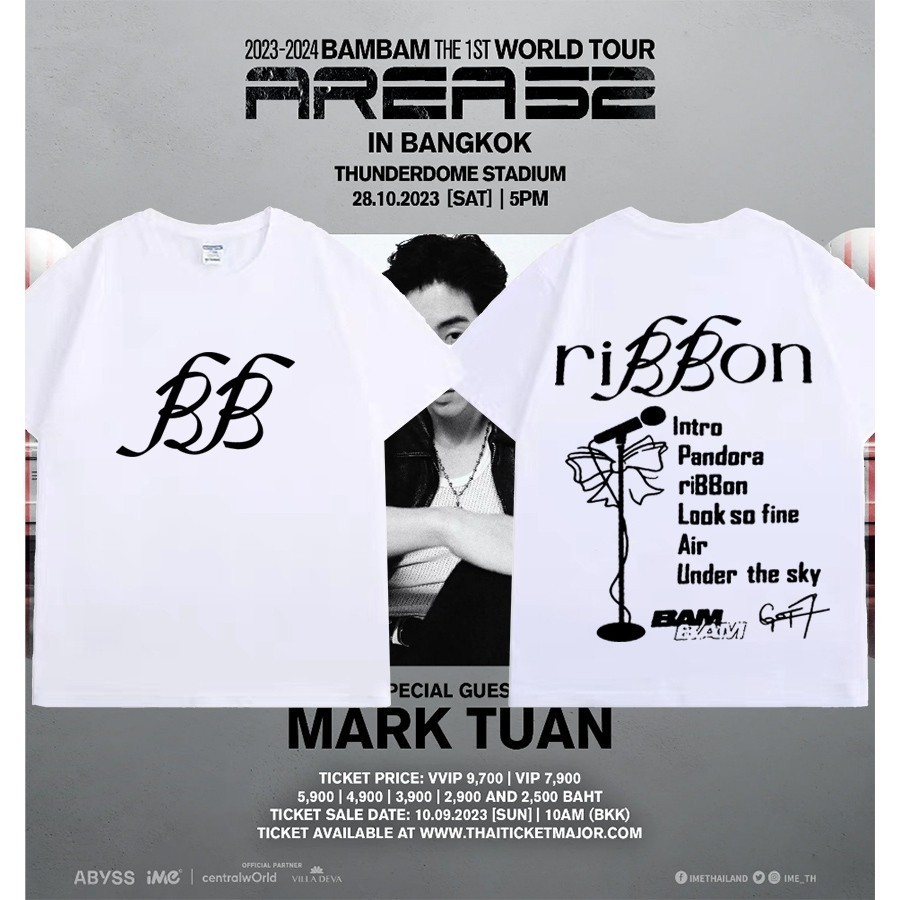 🦪 เสื้อยืดแขนสั้น คอนเสื้อ BamBam KPOP BamBam คอนเสิร์ต เดี่ยวครั้งแรก แบมแบม เสื้อยืดผ้า Cotton 100