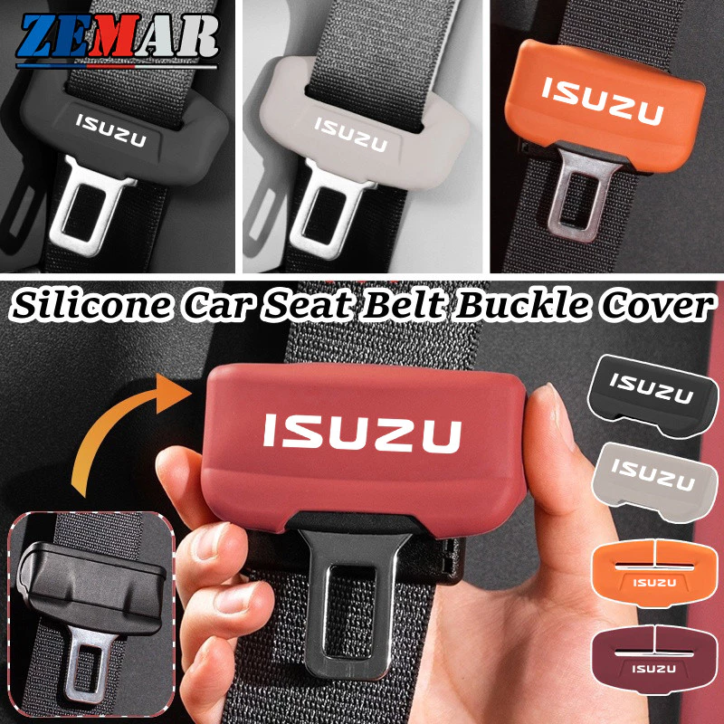 ISUZU ซิลิโคนเข็มขัดปลอดภัยหัวเข็มขัดป้องกันการลื่นป้องกัน nti รอยขีดข่วน เข็มขัดนิรภัยรถยนต์หัวปกป้อง ISUZU Dmax Panther Elf Traga Mux Trooper MU7 TFR Crosswind