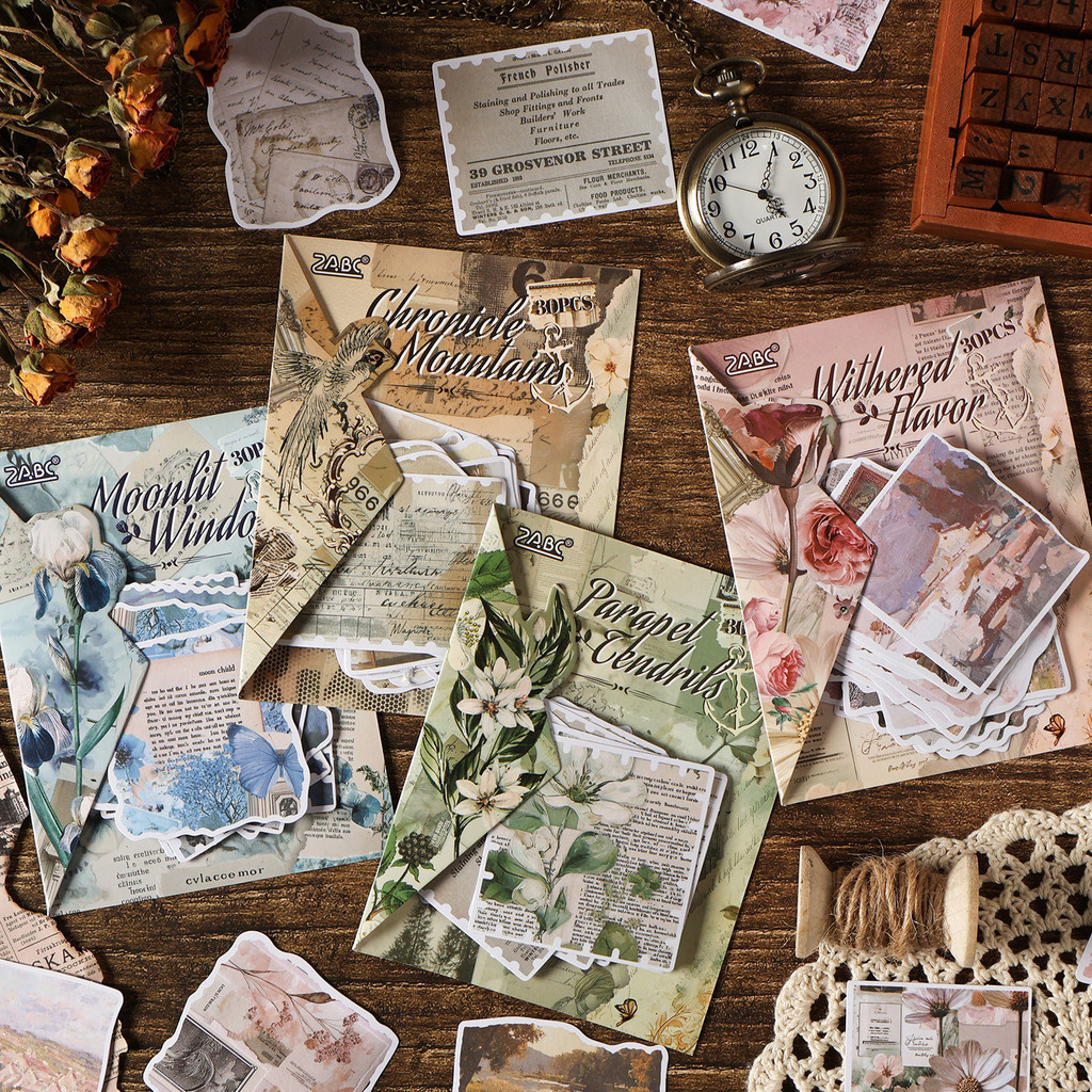 Journamm 30 ชิ้น Vintage สติกเกอร์กระดาษสมุดภาพความงามสติกเกอร์ Daily Planner คู่มือ Junk ไดอารี่สติกเกอร์ Scrapbooking อุปกรณ์สําหรับ DIY กระดาษหัตถกรรม