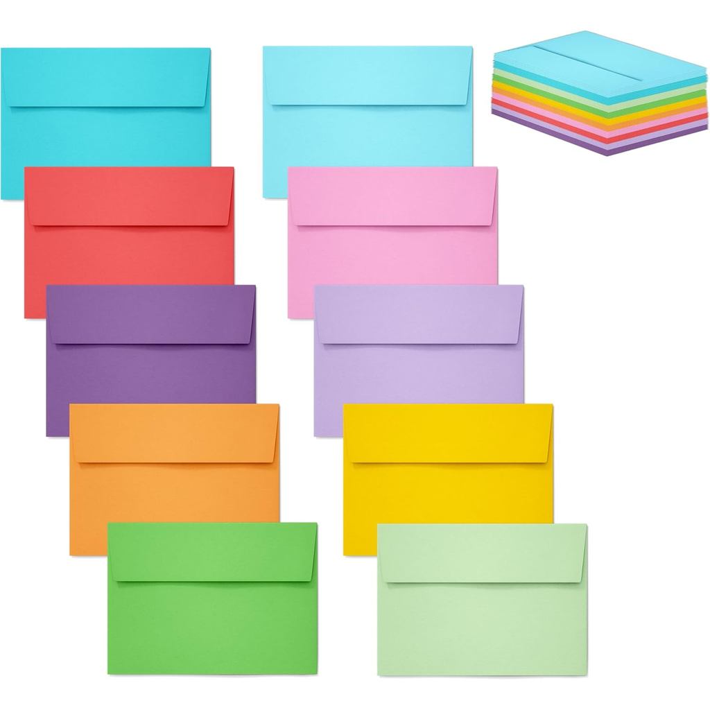 50 แพ็ค 4x6 ซอง,4x6 ซองสีสําหรับเชิญ,โปสการ์ด,การ์ดกรู,ภาพถ่าย