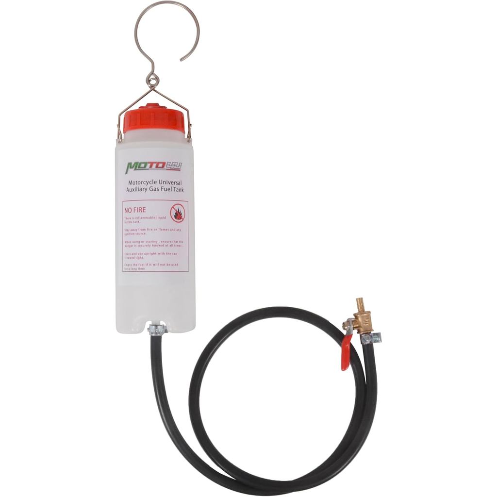 MOTO4U 500ml Motorcycle Auxiliary Fuel Tank with Cut-Off Valve & Vent – Universal Gas Tank for Carbu