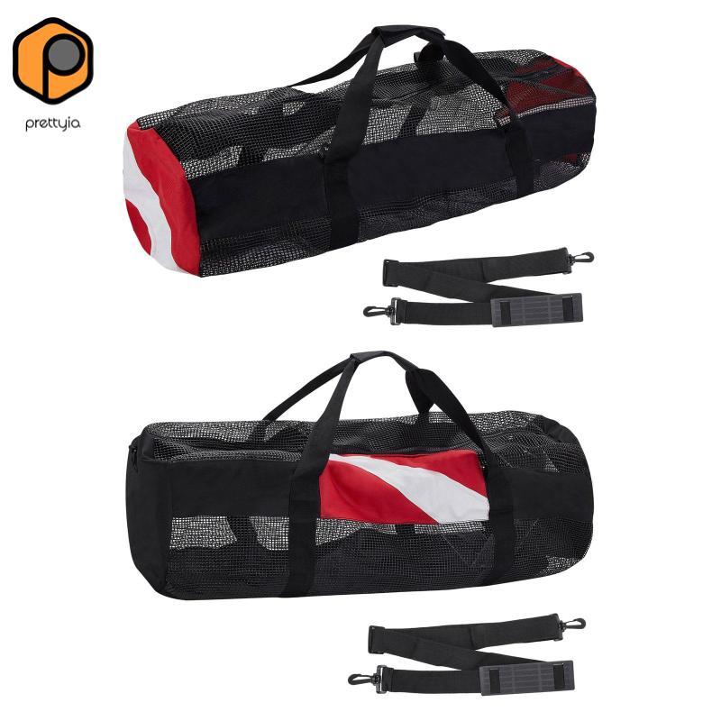 Prettyia กระเป๋าดักน้ำตาข่ายสำหรับดำน้ำ กีฬากลางแจ้ง และว่ายน้ำ พร้อมซิปคู่ ขนาด 95x34x34 ซม.