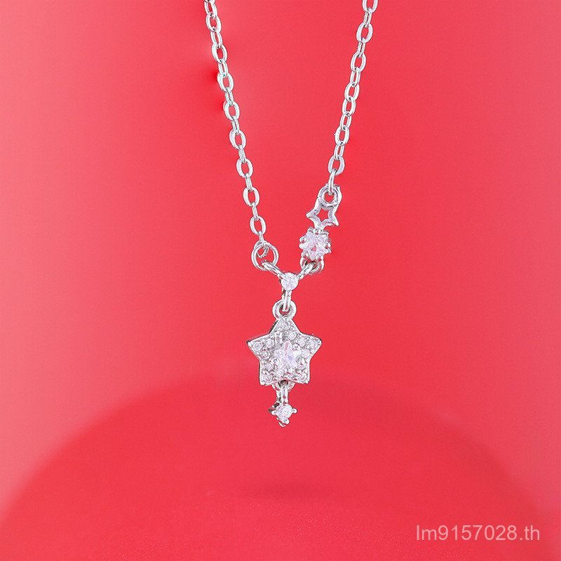 หญิงสด Five-Pointed Star เงินแท้Zircon Sweet Starแฟชั่นการออกแบบHigh-End Clavicleสร้อยคอสร้อยคอAll-M
