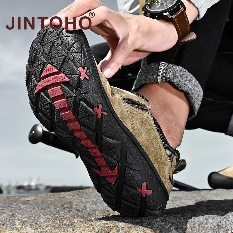 JINTOHO حذاء رجالي جلد طبيعي مسطح للمقاسات الكبيرة — صورة 6