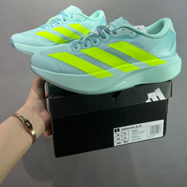 Adizero EVO SL รองเท้าวิ่งผู้ชายและผู้หญิงแผ่นคาร์บอน Adizero รองเท้ากีฬา JS4452