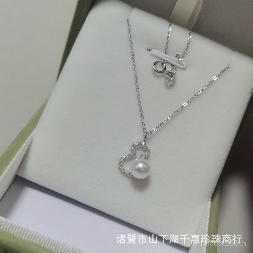 จี้ Clavicle Chain น้ําจืดธรรมชาติเงินสเตอร์ลิงหรูหรา Gourd Pearl 6-7mmS925 สร้อยคอ Niche SB3I