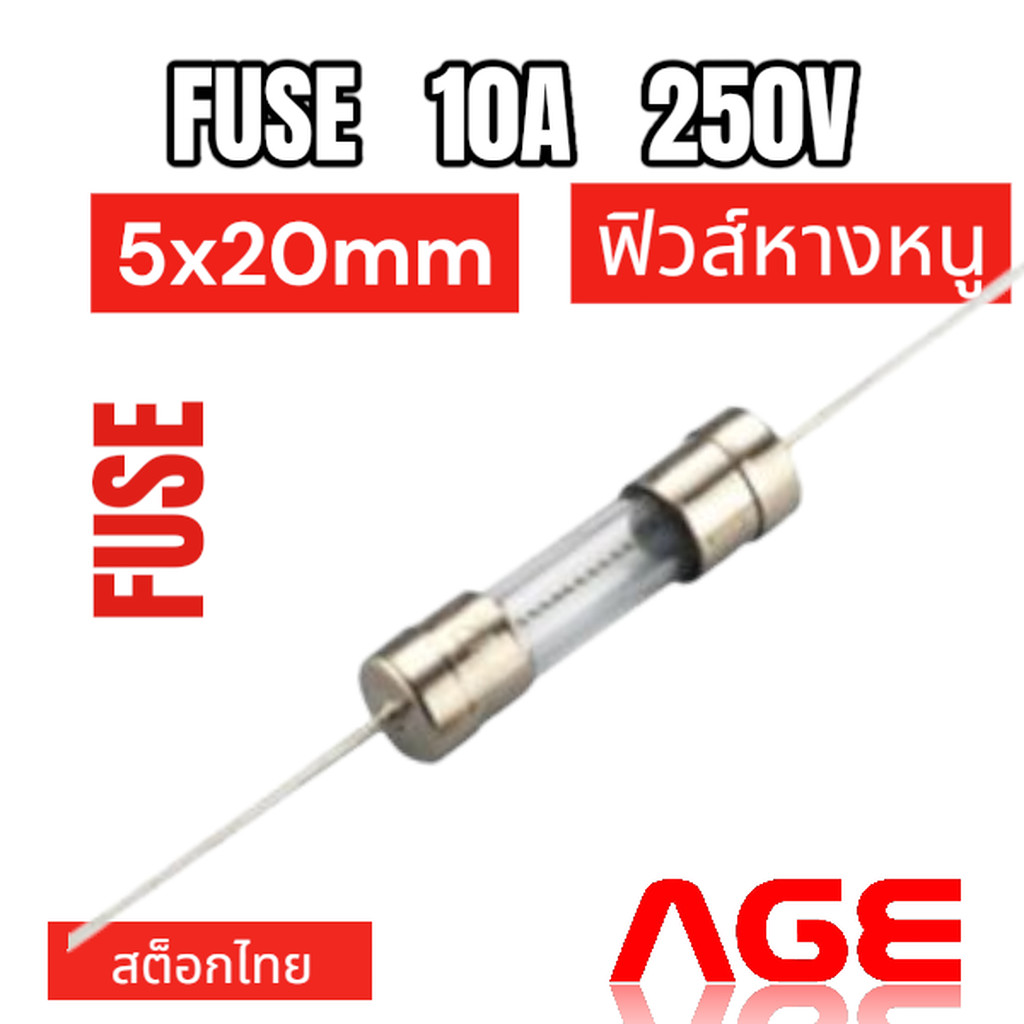 Fuse 10A 250V, 5X20mm,ฟิวส์หางหนู