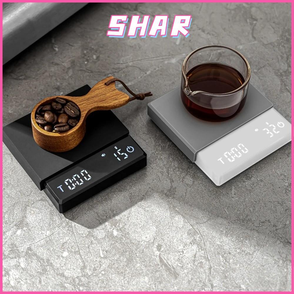 SHAR Coffee Scale, Mini 3 โหมดหยดเอสเปรสโซ,สมาร์ทชาร์จ 0.1g ความแม่นยําสูงพร้อมตัวจับเวลาอิเล็กทรอนิกส์น้ําหนักดิจิตอลสําหรับ Barista เครื่องมือห้องครัว