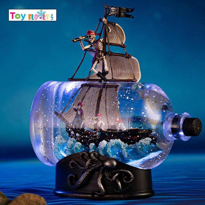 [Flurishroly5] Caribbean Pirate Model Ship in A Bottle Table Top Nautical for Indoor Office