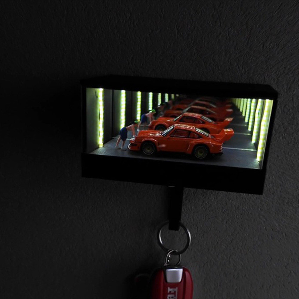 Infinity LED Garage Key Holder Deep Mirror Garage Key Hanger