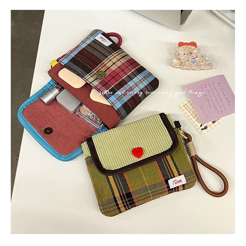 Retro checkered patchwork มัลติฟังก์ชั่ผ้าใบกระเป๋ามินิ ราคา ถูกที่สุด ดีลบีเคเค แกลเลอรีภาพที่ 2