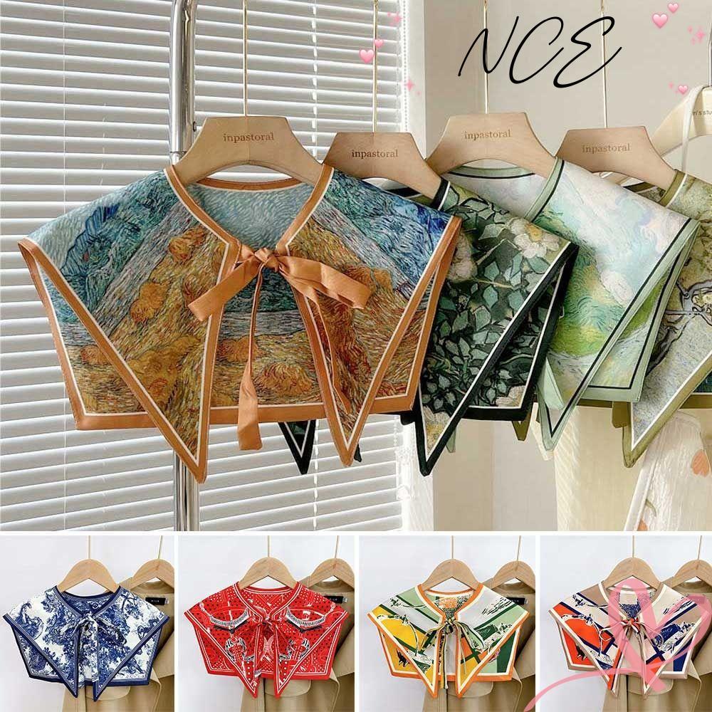 NCE ปลอกคอปลอม,ลายดอกไม้ที่ถอดออกได้เสื้อปกปลอม,แฟชั่นครึ่งเสื้อวินเทจไหล่ห่อสําหรับผู้หญิง