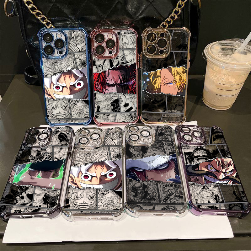 อะนิเมะOne Pieceเคสโทรศัพท์สําหรับXiaomi POCO Mi 14T 15T PRO M7 F7 F5 X5 X6 X7 PRO X3 NFC F3 หรูหราLuffy ZoroชุบAnti Fall Soft Clear Cover