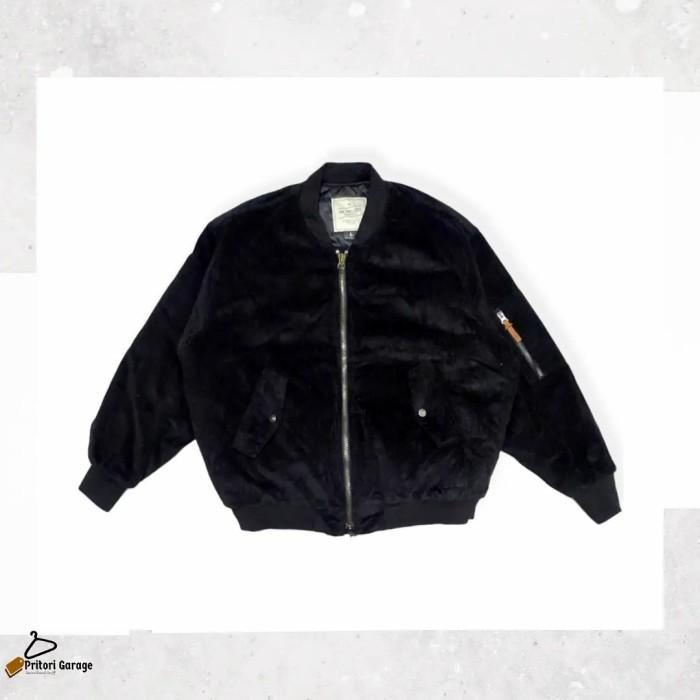 Oversize Bomber Corduroy Puffer Jacket WV Project สีดําวินเทจ