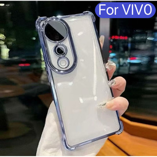 ส่งจากไทย เคสขอบสี For Vivo V60 V50lite V50 V40 V40Pro V30 V30Pro เคสกันรอยเลนส์กล้อง กันกระแทก ซิลิโคน ขอบนิ่มหลังใส