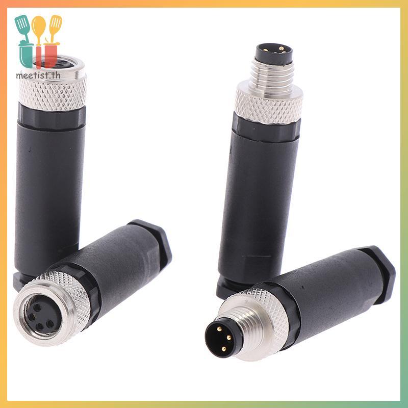 MEET 1 PC M8 Sensor Connector 3/4 Pin ปลั๊กมุมตรงชาย/หญิง TH