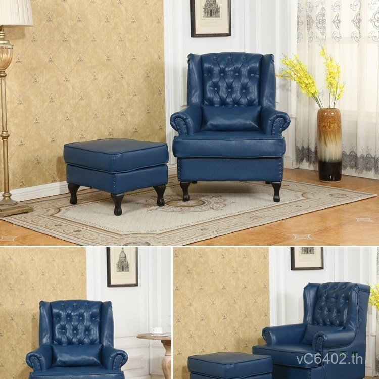 โซฟาเสือเก้าอี้โซฟาโซฟาหนังเต็มรูปแบบเดี่ยวยุโรปคาเฟ่ห้องนั่งเล่นที่เรียบง่ายแสงหรูหราอเมริกันบาร์ V
