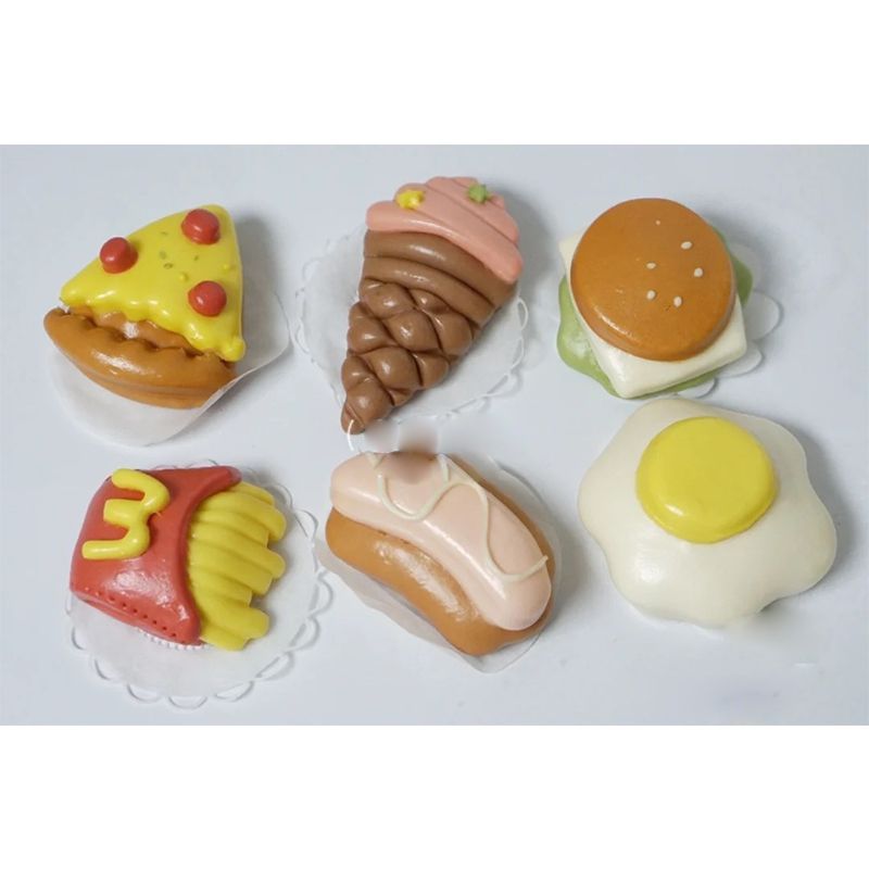 McDonalds French Fries Hot Dog Milk Tea Ice Cream Burger Poached Egg การ์ตูนนึ่ง Bun Bun Modeling Mo