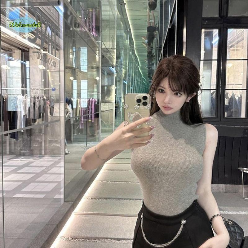 เสื้อยูกaatบางสไตล์ย้อนยุค สำหรับผู้หญิง พร้อมกางเกงขาสั้นและเสื้อเชิ้ตคอเต่า