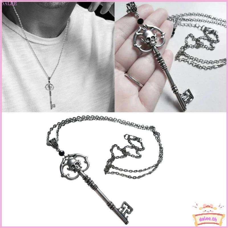 DALE Vintage Skull Key สร้อยคอ Statement จี้ Gothic เครื่องประดับ Punk Choker CHAIN เครื่องประดับฮาโ