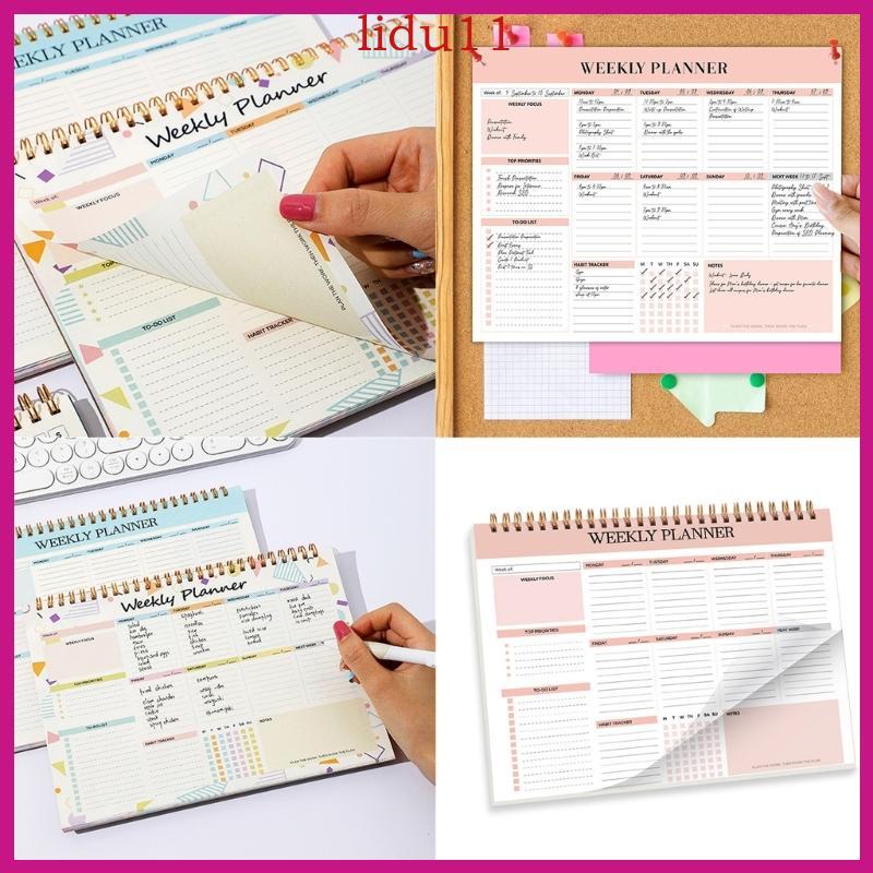 LID Weekly Planner Notebook Coil-binding Weekly Acacation Planner 52 Weeknal Notebook Weekly Planner