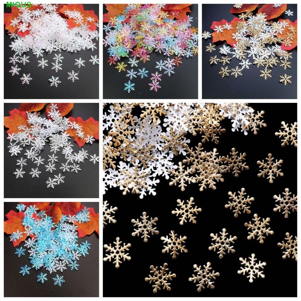 MIQUS เกล็ดหิมะประดิษฐ์,หลายสี 1.5 ซม./2 ซม./3 ซม.เกล็ดหิมะคริสต์มาส Confetti, ของเล่นเด็ก Glitter DIY Snowflake Sequins Christmas