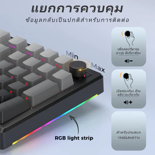 คีย์บอร์ดเชิงกล ELECFOX LUMI 101 98%, สามโหมด (แบบมีสาย/บลูทูธ/2.4G), แบบถอดเปลี่ยนได้, ไฟแบ็คไลท์ RGB, แถบไฟด้านข้าง, รองรับ VIA, การออกแบบลูกบิด