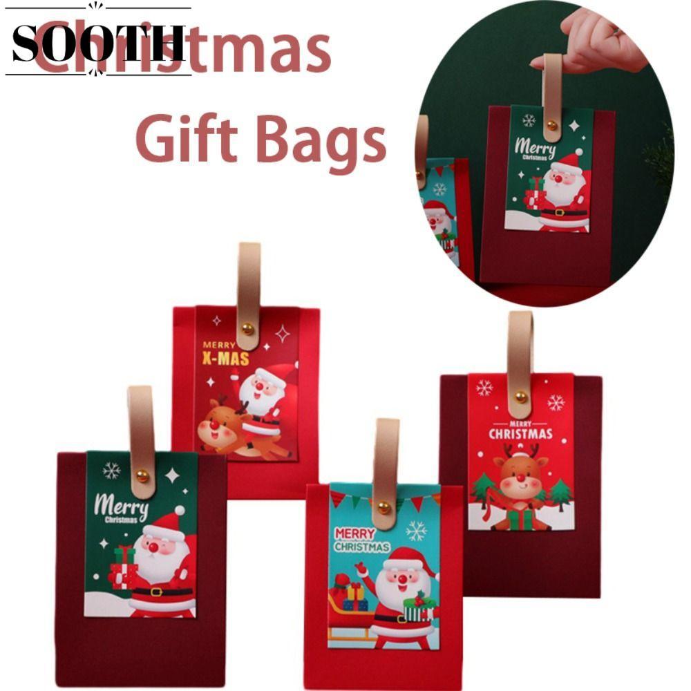 SOOTH 5 ชิ้นกล่องขนมกระเป๋า,กล่องของขวัญขนาดเล็กแบบพกพา,กระดาษน่ารัก Merry Christmas Santa Claus กระเป๋าของขวัญคริสต์มาส