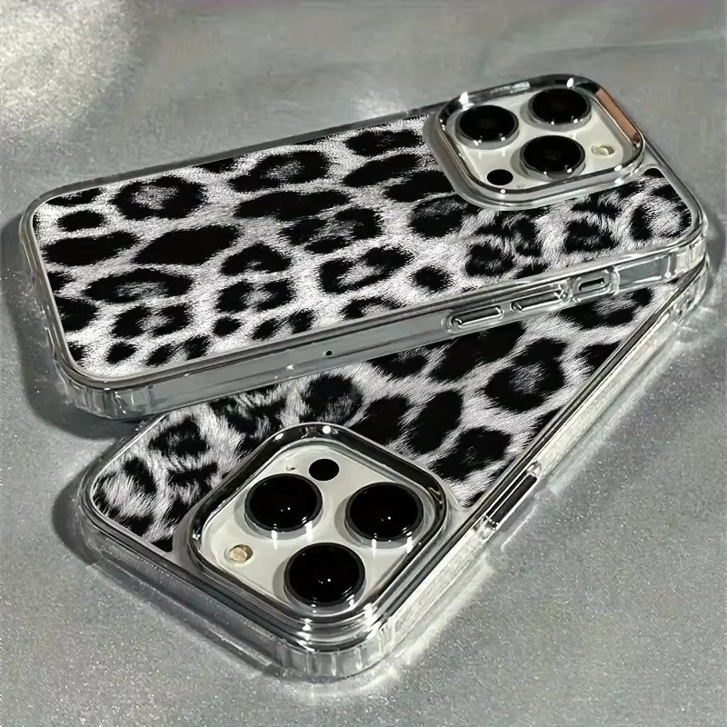 น่ารักสีดําเสือดาวพิมพ์เคสโทรศัพท์ใสสําหรับiPhone 17 Air 16 15 14 13 12 11 Pro Max 16E XS XR X 7 8 Plus SE2 ฮาร์ดกันกระแทก
