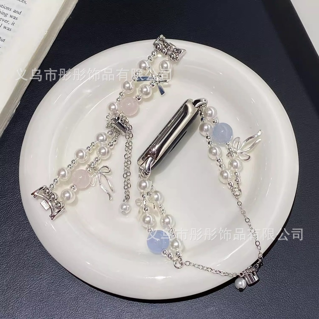 เหมาะสําหรับ iwatchs9/s10 Strap Smart Watch 8th Generation Bow Pearl Bracelet 8/9pro11.8