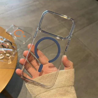 Ins minimalist Magnetism เคสแข็งโปร่งใสสําหรับ iPhone 17 16 15 14 ProMax กันลื่นและป้องกันการตกกระแทกฝาหลัง