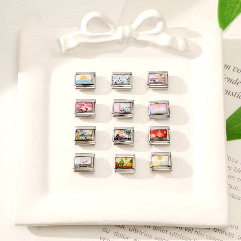 สร้อยข้อมือ charm สแตนเลส ขนาด 9 มม. อิตาเลียน สำหรับ DIY และตกแต่งสร้อยข้อมือ - รูปที่ 2