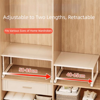 ZENGRONG ชั้นวางของตู้เสื้อผ้า, Retractable ขยายตู้เสื้อผ้า, ชั้นวางแบบดึงออกได้ Stackable โลหะปรับเสื้อผ้าชั้นเก็บห้องน้ํา